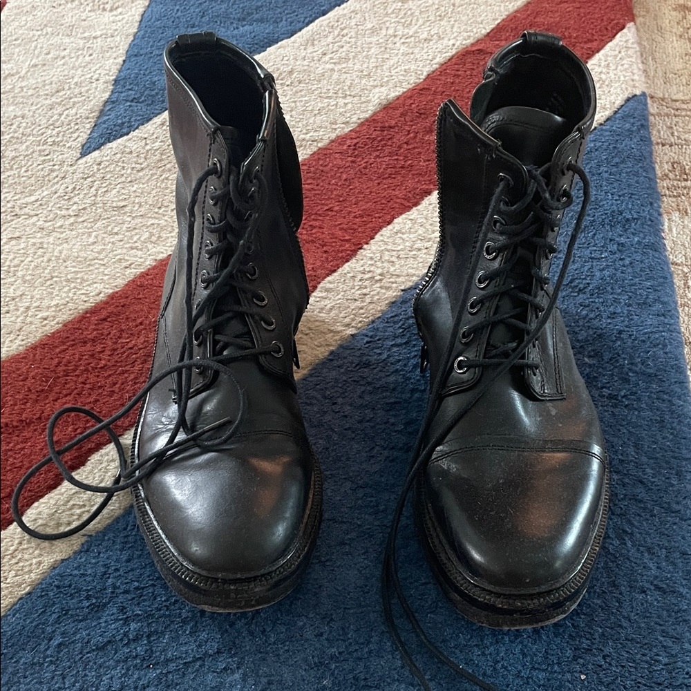 Coach Men's Black Leather Lace-Up Ankle Boots